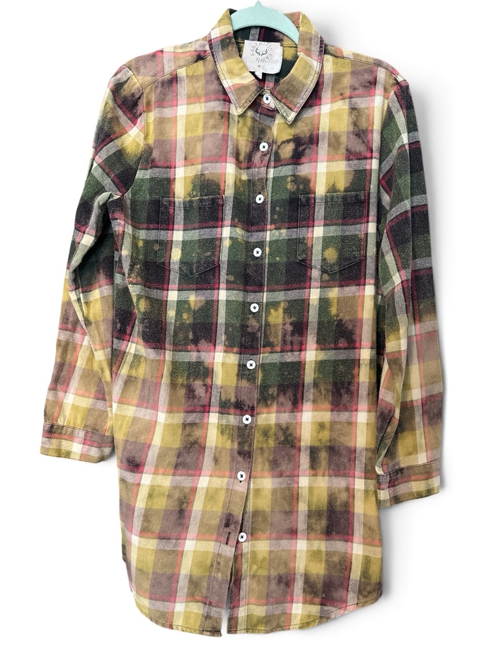 Fantastic Fawn Plaid Distressed Button-Up Shirt – Size M